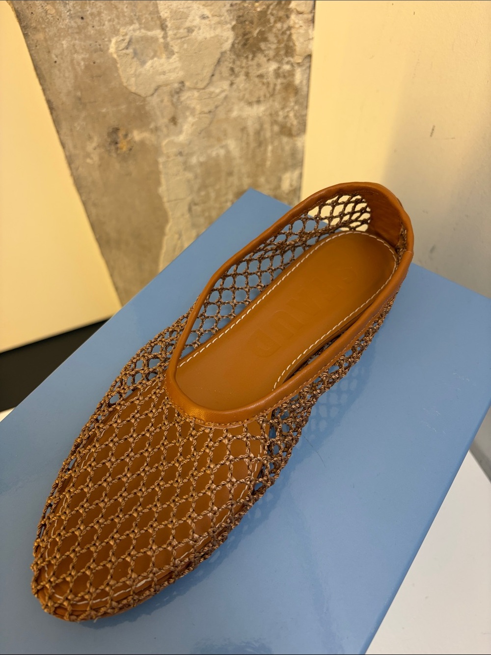 STAUD Alba Ballet Flat - Tan Netting - Picture 4 of 5